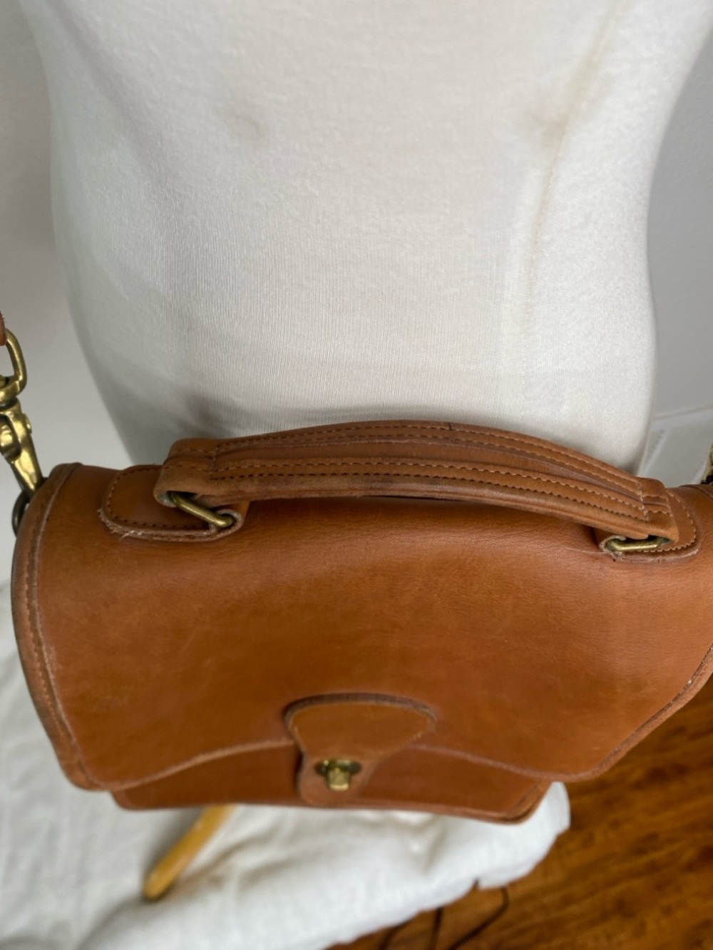 Vintage Coach Cognac Leather Station Bag With Removable Strap Classic Minimalist - Picture 8 of 16